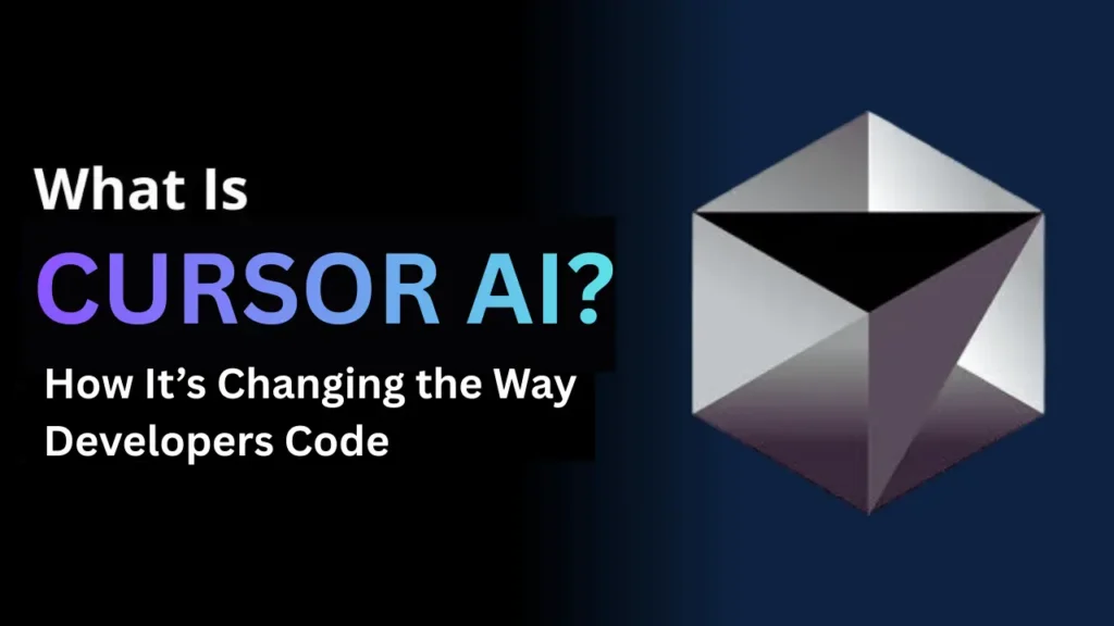 Developers using Cursor AI in a futuristic workspace with holographic code projections and AI-powered coding interfaces.