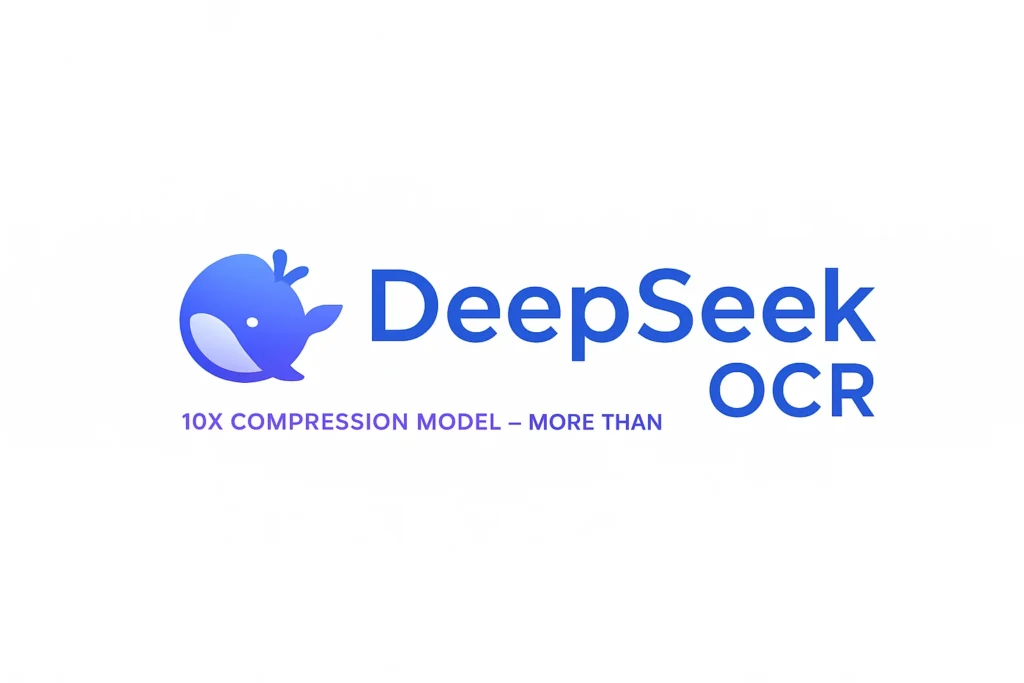DeepSeek OCR Model logo showing AI-inspired whale icon with blue and purple gradient design, symbolizing intelligence and innovation in text recognition.