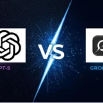 Bold AI comparison banner featuring GPT-5 vs Grok-4 icons on a dark futuristic background with a VS divider.