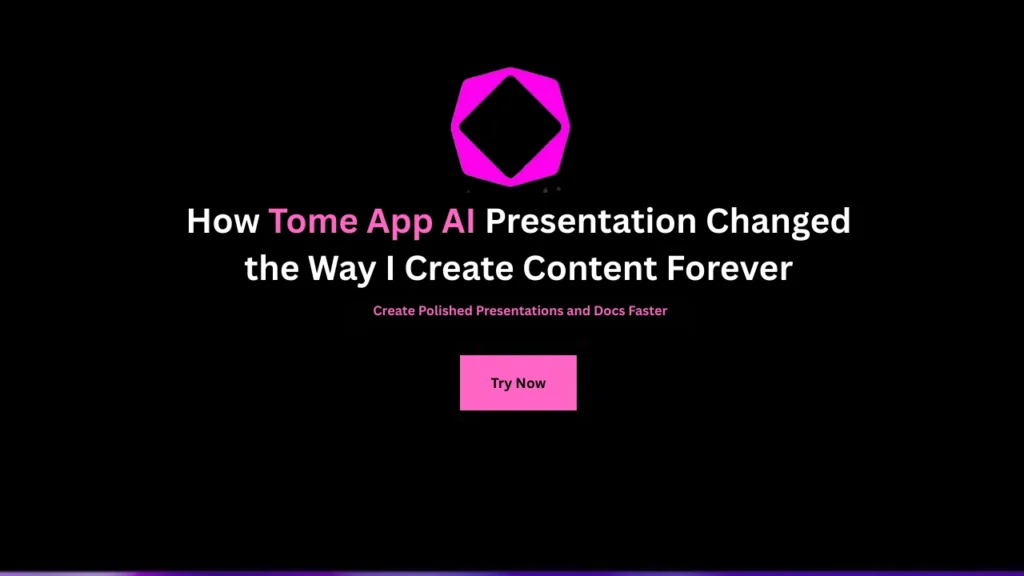 A banner showing a digital human face with glowing circuits and the text ‘AI for Presentations – Tome App AI Presentation.