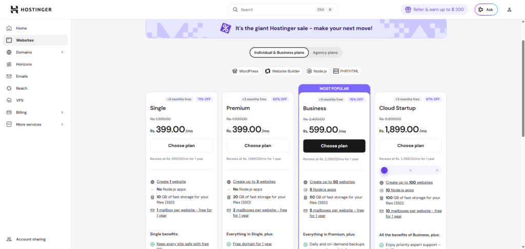 Hostinger Best WordPress Hosting for Bloggers